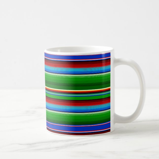 Caneca De Café Azul Vermelho Verde Sarape Mexicano (Direita)