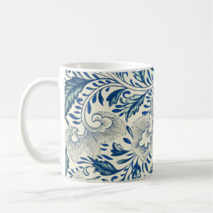 Caneca De Café Azul Vintage Floral Asiático: Chinoiserie Antiga