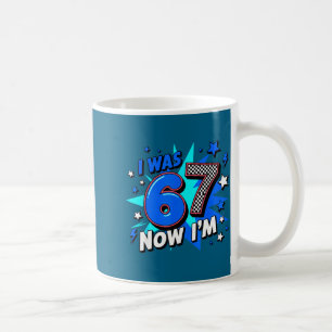 Caneca De Café Azul xadrez eu tinha 6 anos agora eu tenho 7 anos