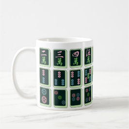 Caneca De Café Azulejo afortunado de Mahjong da roda do azul oito