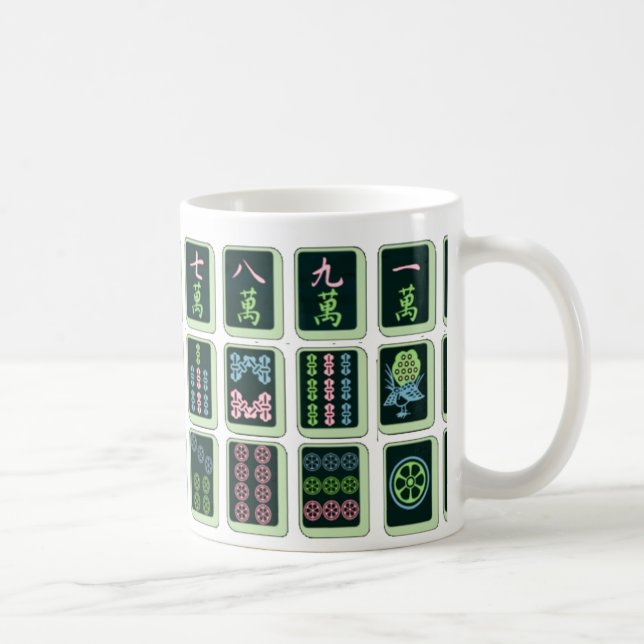 Caneca De Café Azulejo afortunado de Mahjong da roda do azul oito (Direita)