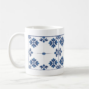 Caneca De Café Azulejo Azul Índigo Português Lisboa Decorativo