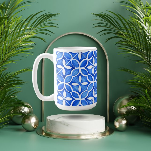 Caneca De Café Azulejo Azul Tuscan Estilo Café Mug (Criador carregado)