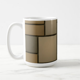 Caneca De Café Azulejo Bege Neutro Padrão Mosaico