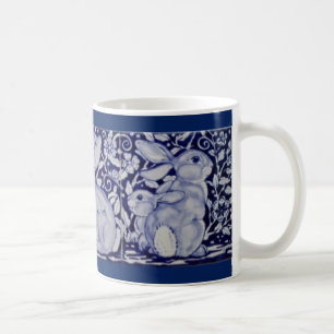 Caneca De Café Azulejo Cerâmico do Dedham Blue & White Rabbit Cof