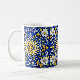 Caneca De Café Azulejo Cobalt Garden Glow 