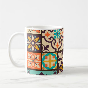 Caneca De Café Azulejo Colorido de Patchwork Islam Motifs