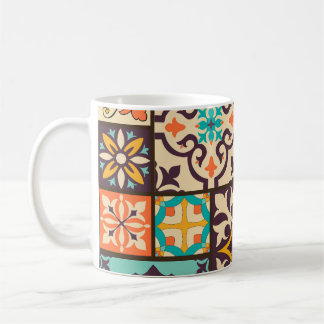 Caneca De Café Azulejo Colorido de Patchwork Islam Motifs