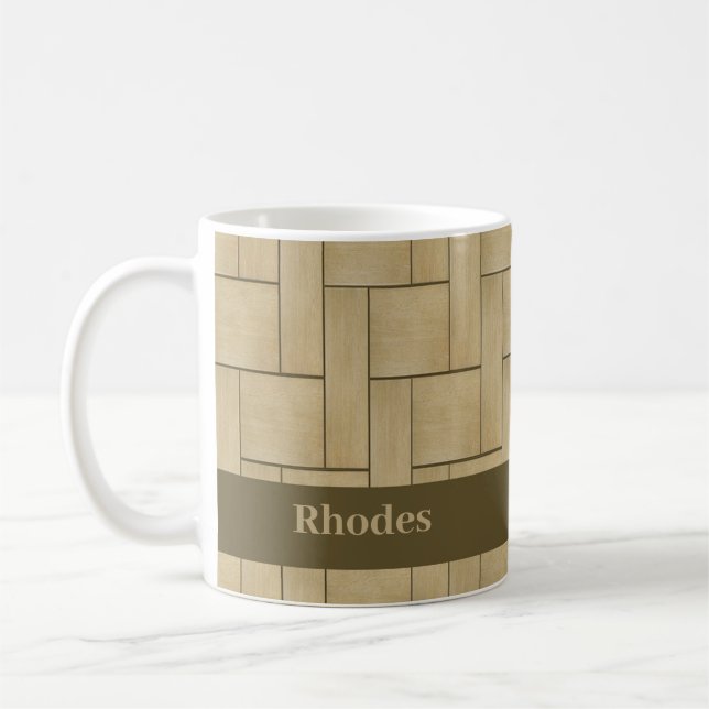 Caneca De Café Azulejo de madeira castanha (Esquerda)