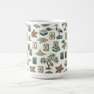 Caneca De Café Azulejo de Mahjong em Estilo Chinesice Vintage