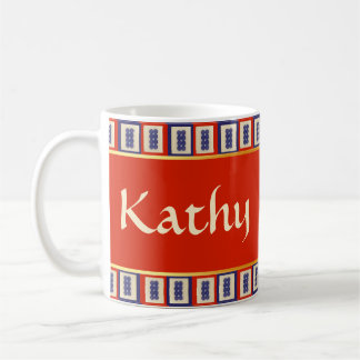 Caneca De Café Azulejo de oito rodas azul personalizado Mahjong