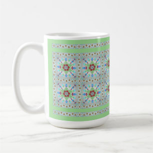 Caneca De Café Azulejo Floral Colorido, Mug (verde)