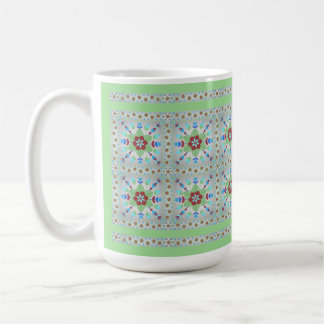 Caneca De Café Azulejo Floral Colorido, Mug (verde)
