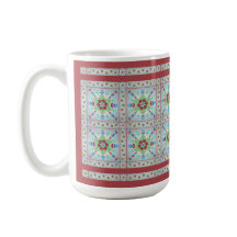 Azulejo Floral Colorido, Mug (Vermelho)