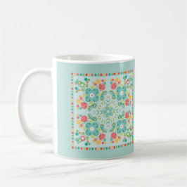 Caneca De Café Azulejo Floral Fantasia-Campo de Verão 