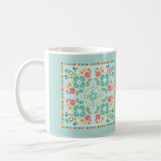 Caneca De Café Azulejo Floral Fantasia-Campo de Verão 