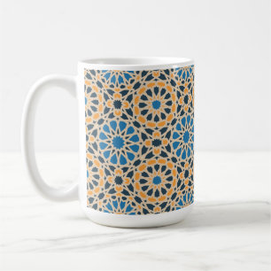 Caneca De Café Azulejo Geométrico Marroquino & Padrão Laranja