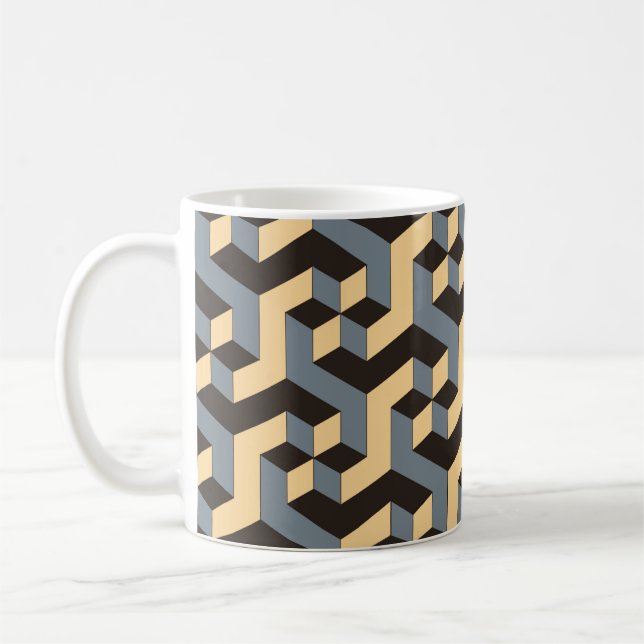 Caneca De Café azulejo geométrico sem costura com cubi rotativo c (Esquerda)
