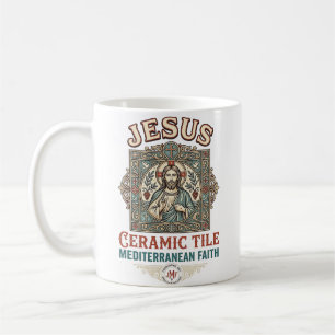 Caneca De Café Azulejo Jesus Mediterrâneo Fé Jesus Cerâmica