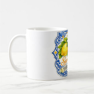 Caneca De Café Azulejo Mediterrâneo Limão – Arte em Aquarela com