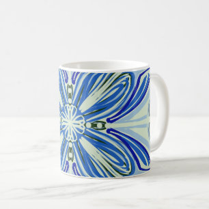 Caneca De Café Azulejo mosaico azul e Cinza inspirado Mug