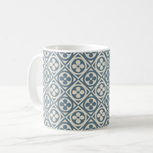 Caneca De Café Azulejos da Flor Medieval - Lata Azul de Café