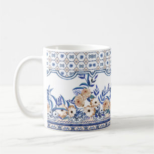 Caneca De Café Azulejos de cerâmica sicilianos padrão floral