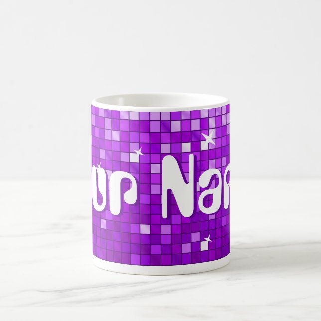Caneca De Café Azulejos de Disco Roxo a caneta 'Seu Nome' (Centro)