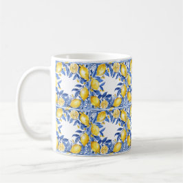 Caneca De Café Azulejos de Limão Siciliano Padrão Mediterrâneo Do