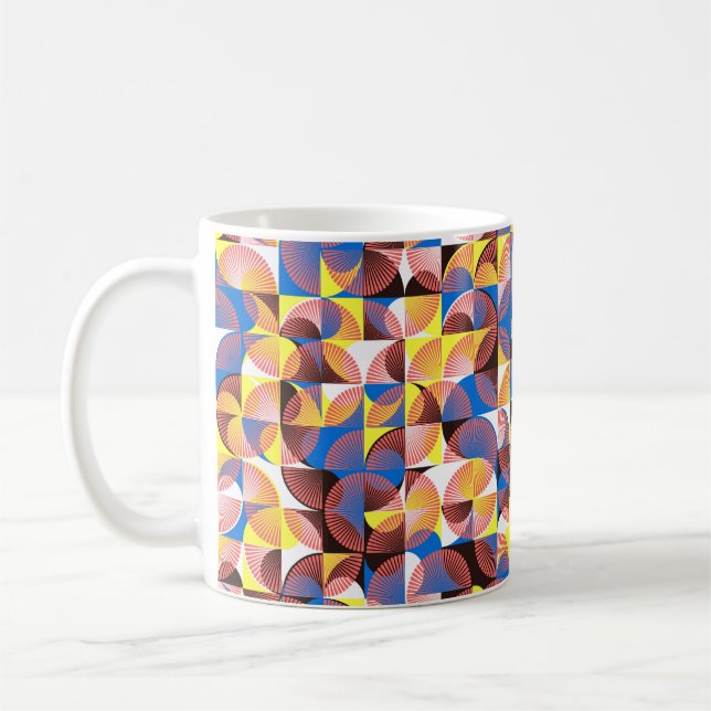 Caneca De Café Azulejos de padrão contínuo com círculos e ruas (Esquerda)