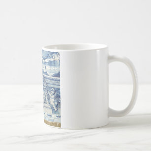 Caneca De Café Azulejos de paredes brancas e azuis portuguesas co