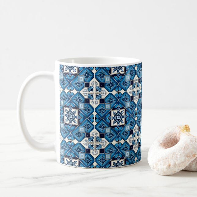 Caneca De Café Azulejos do Mediterrâneo, Portugal, Azulejo, Majol (Com Donut)