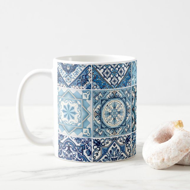 Caneca De Café Azulejos do Mediterrâneo, Portugal, Azulejo, Majol (Com Donut)