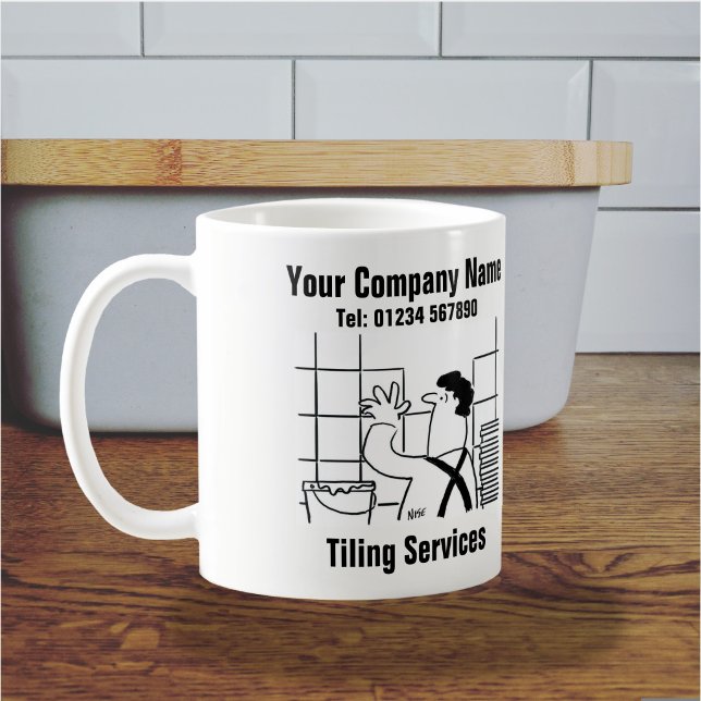 Caneca De Café Azulejos em Cozinhas e Banheiros. Serviços de Azul (Tiling Company Mug)