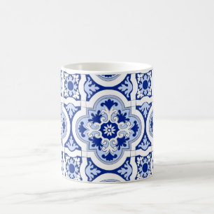 Caneca De Café Azulejos italianos, majolica, padrão azul e branc
