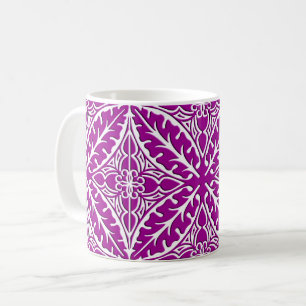 Caneca De Café Azulejos marroquinos - ametista roxo e branco