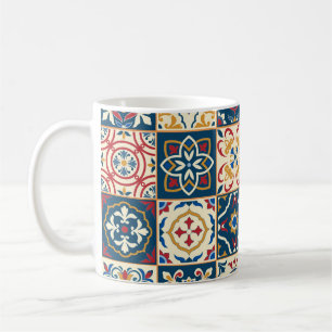 Caneca De Café Azulejos marroquinos coloridos, um padrão perfeito