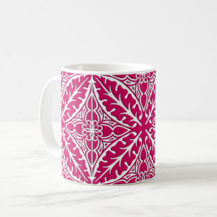 Caneca De Café Azulejos marroquinos - magenta e branco
