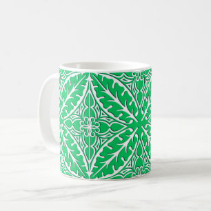 Caneca De Café Azulejos marroquinos - verde e branco de jade