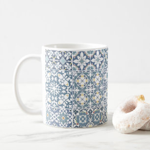 Caneca De Café Azulejos Mediterrâneos, Marroquinos, Maiolica, Azu