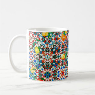 Caneca De Café Azulejos mediterrânicos,mosaico,limão,arte de verã