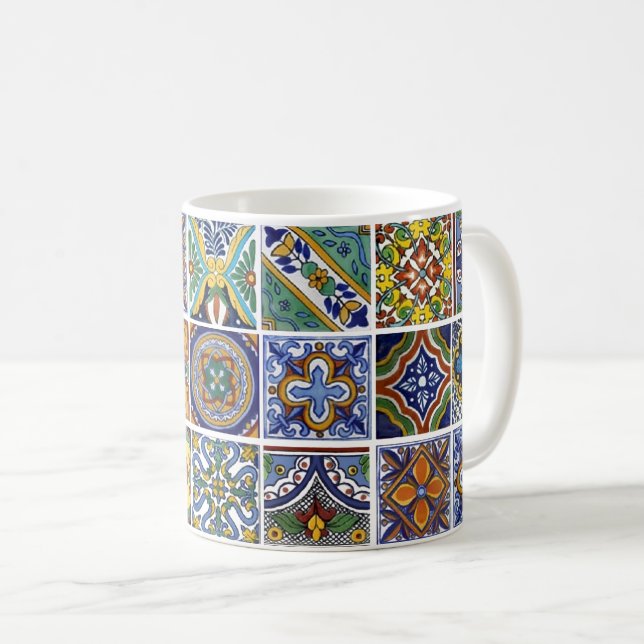 Caneca De Café Azulejos mexicanos Talavera (Frente Esquerda)
