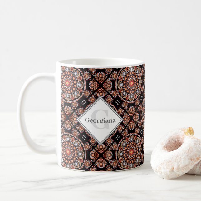 Caneca De Café Azulejos Personalizados Safari Sunset da Boêmia Ma (Com Donut)
