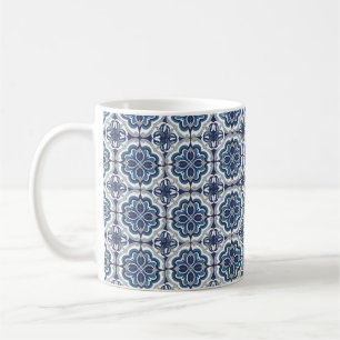 Caneca De Café Azulejos Portugueses Vintage Azul E Branco