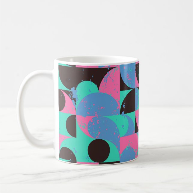 Caneca De Café Azulejos Vintage Neon Pink Green (Esquerda)