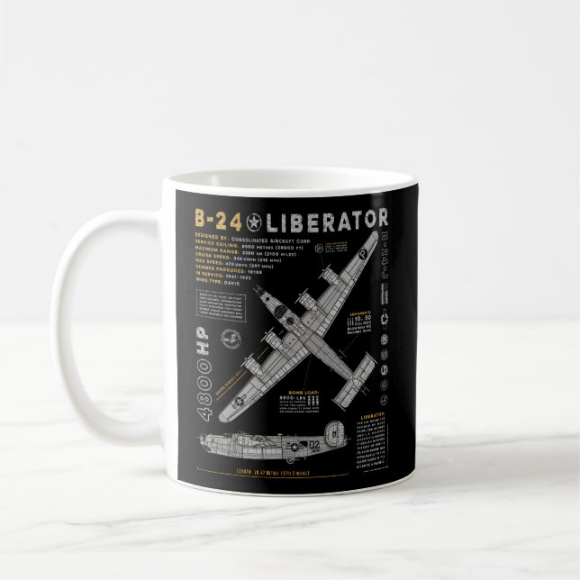 Caneca De Café B-24 Bombista da Aeronave Consolidada Liberator B2 (Esquerda)