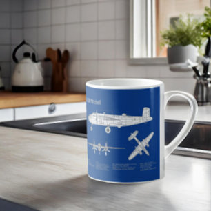 Caneca De Café B-25B Mitchell Doolittle - Airplane Blueprint ABD