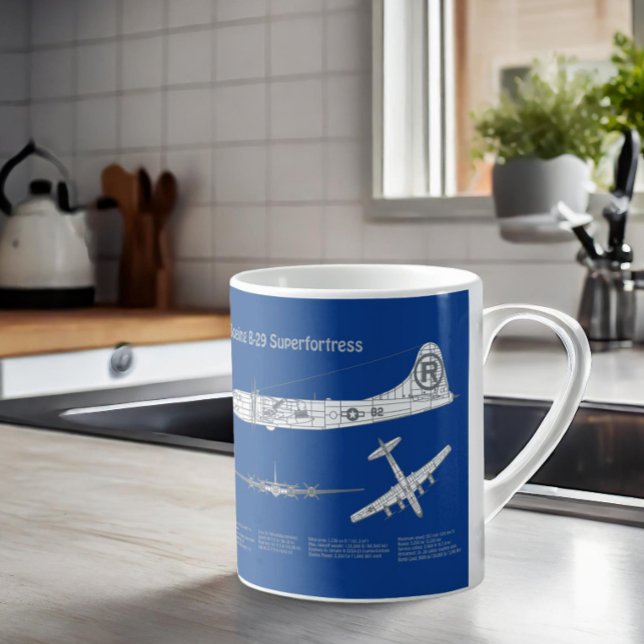 Caneca De Café B-29 Superfortaleza - Planos de Impressão de Avião (Criador carregado)