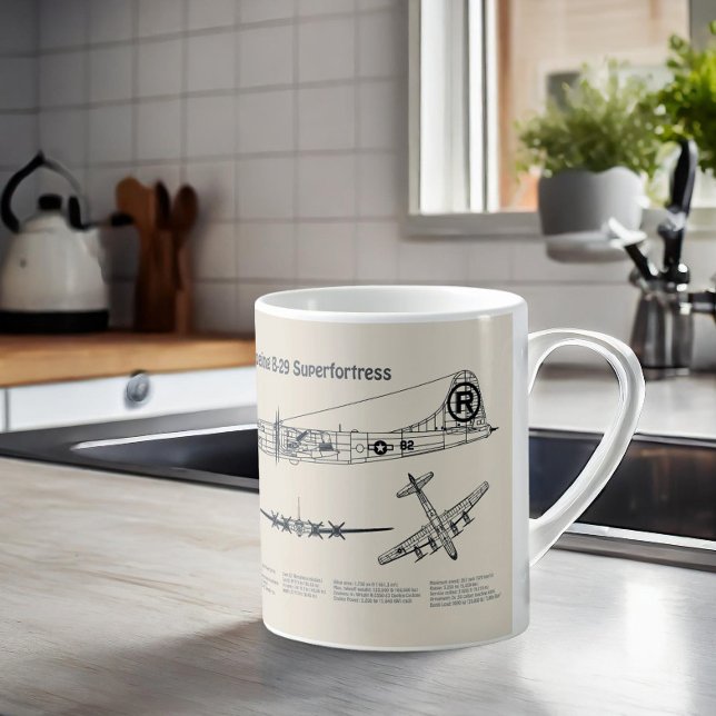 Caneca De Café B-29 Superfortress - Planta do avião SD (Criador carregado)