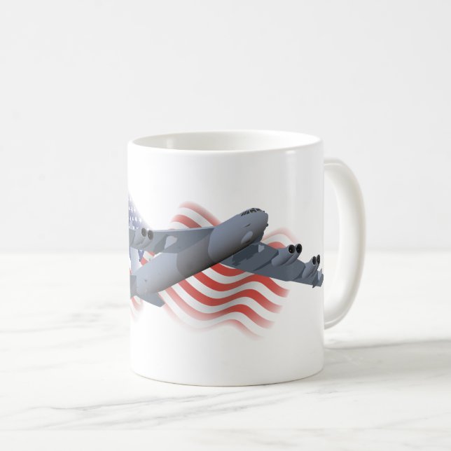 Caneca De Café B-52 Bomba estratégica com bandeira americana (Frente Esquerda)